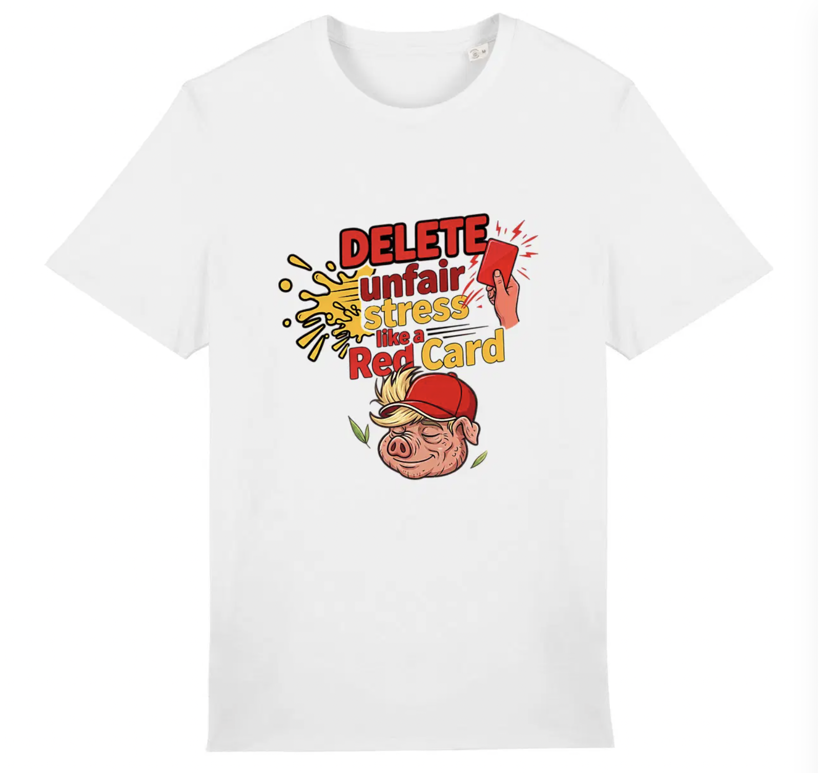 T-Shirt Bio Unisexe "Supprimer le Stress" - Cochon Zen & Carton Rouge