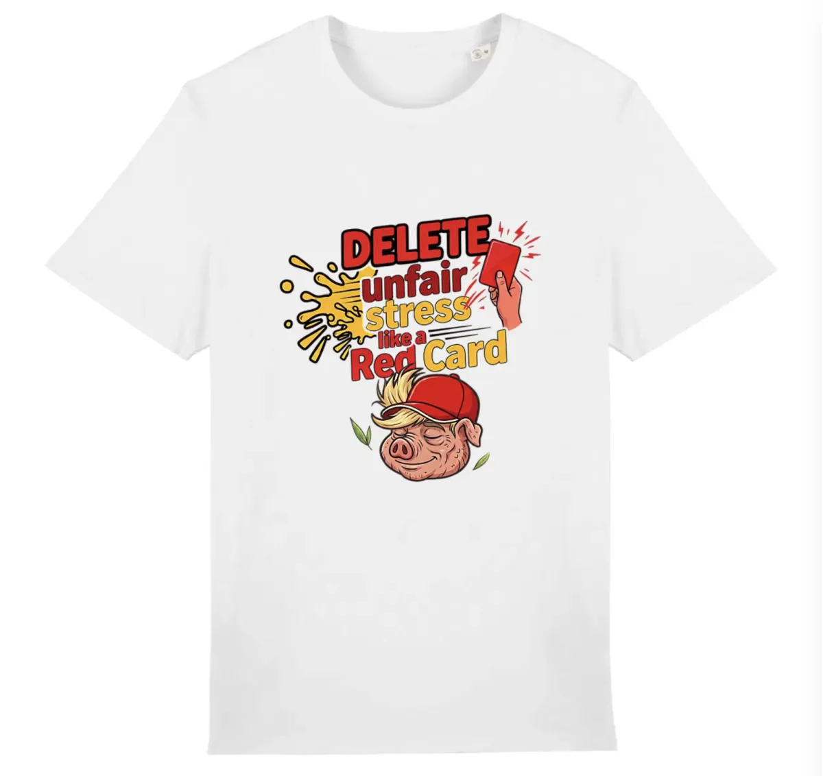 T-Shirt Bio Unisexe "Supprimer le Stress" - Cochon Zen & Carton Rouge