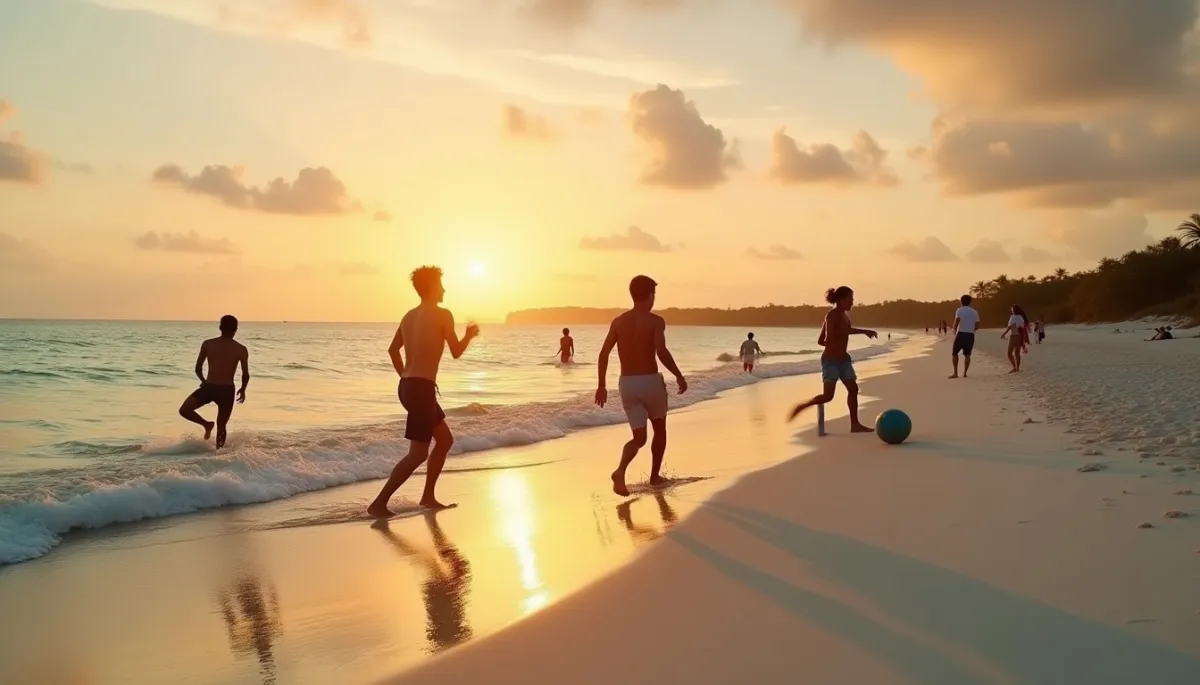 Football pieds nus sur le sable blanc : la magie des matchs improvisés au coucher du soleil à Holbox
