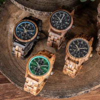 Montre en bois gravée pour homme BOBO BIRD Chronographe - Image 3
