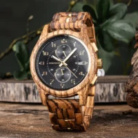 Montre en bois gravée pour homme BOBO BIRD Chronographe